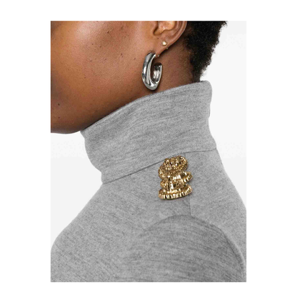 High-Neck Button Dress Grey