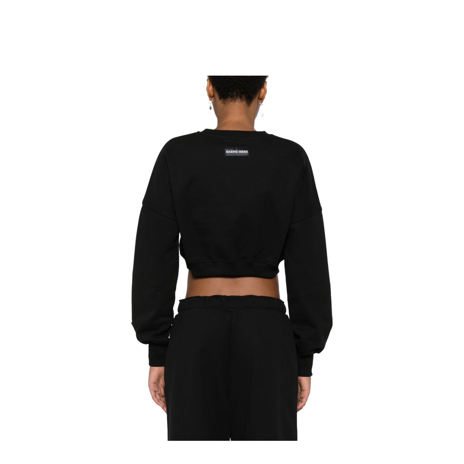 Cropped Jersey Top with Moon Embroidery