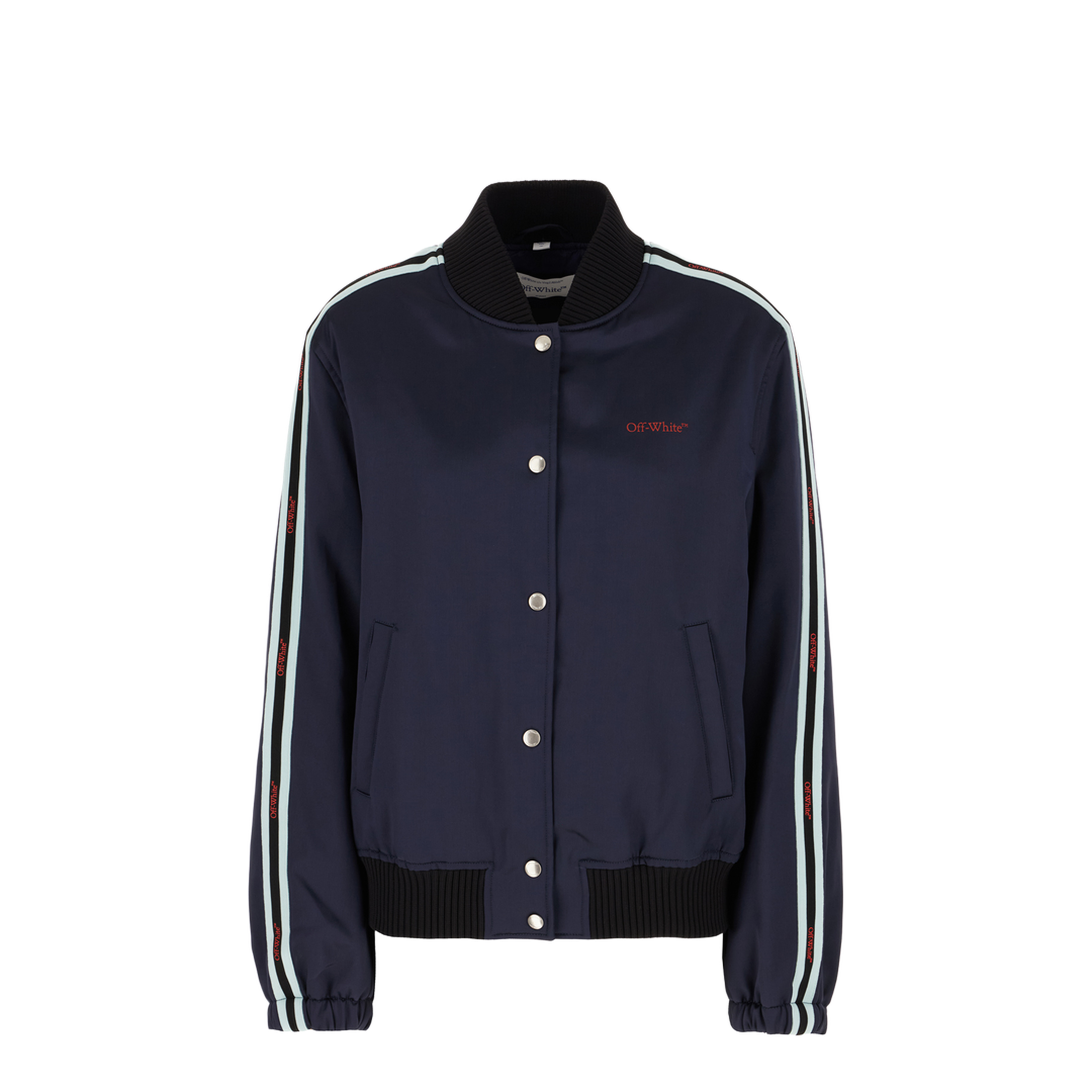Midnight Blue Acetate Blend Padded Bomber Jacket