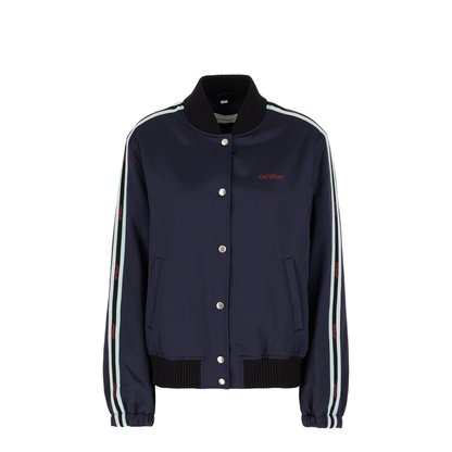 Midnight Blue Acetate Blend Padded Bomber Jacket