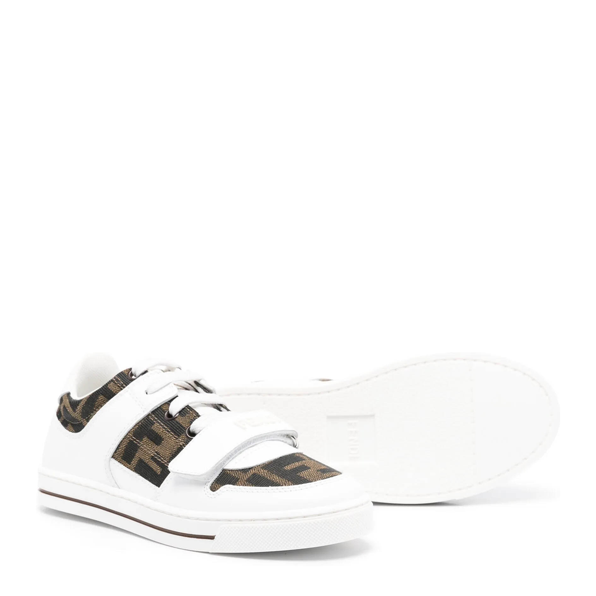 MAYFEYR - FENDI KIDS - Leather And Ff Jacquard Sneakers - JMR476AHGYF0C1A