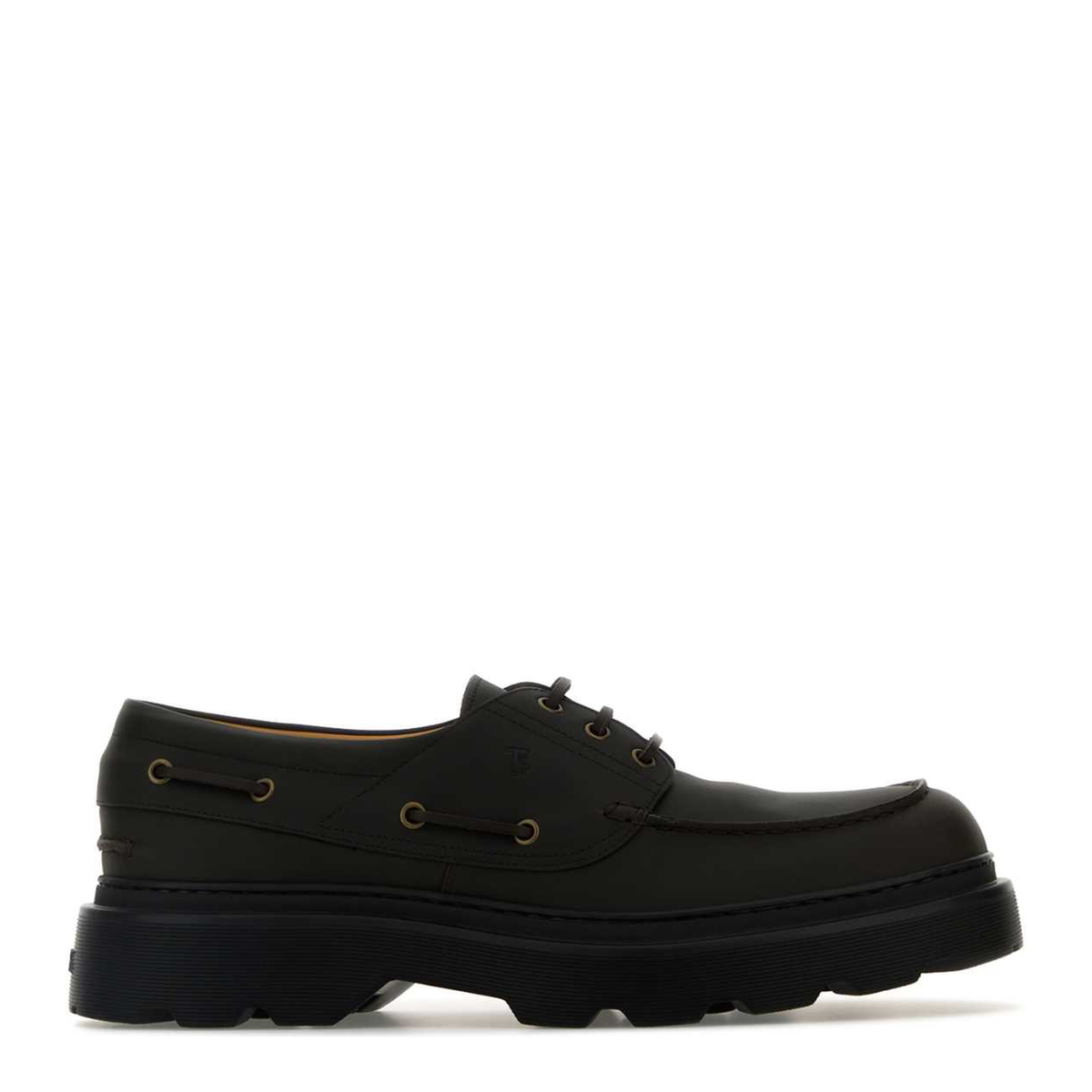 Coffee Brown Front Button Fastening Moc Stitching