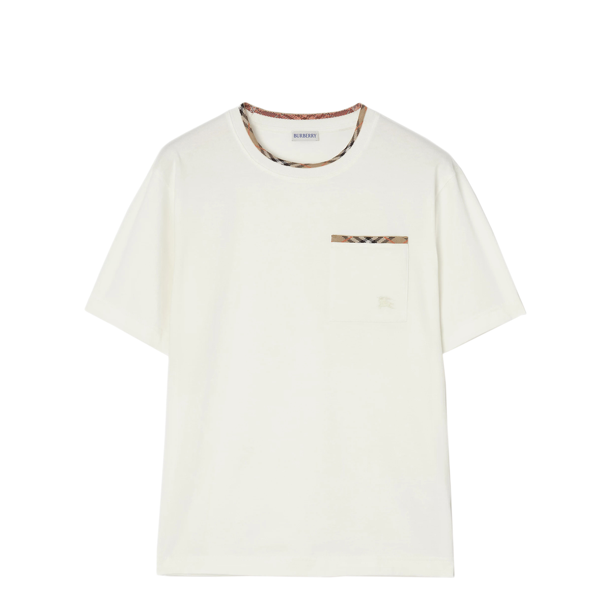 Cotton T Shirt With Check Trims
