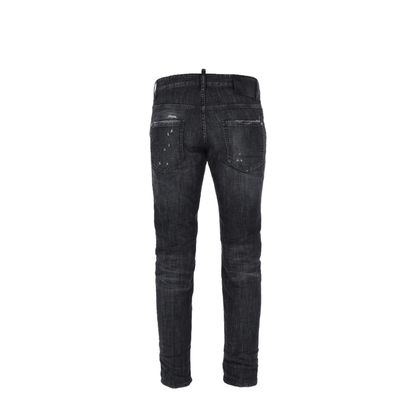 Black Washed-Effect Distressed Jeans