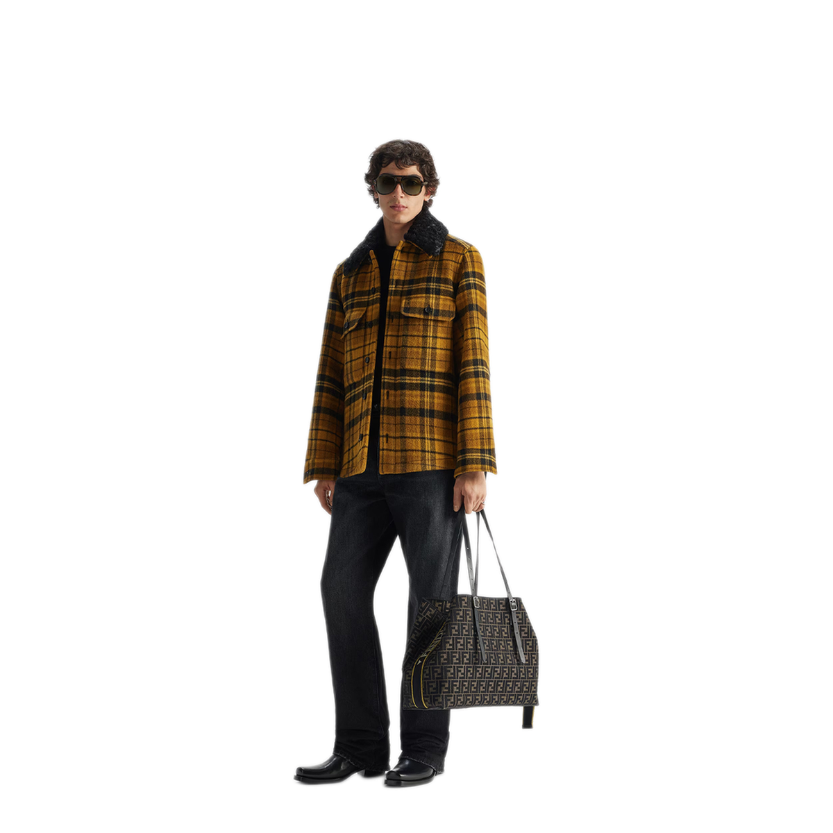 Check Wool Blouson Jacket