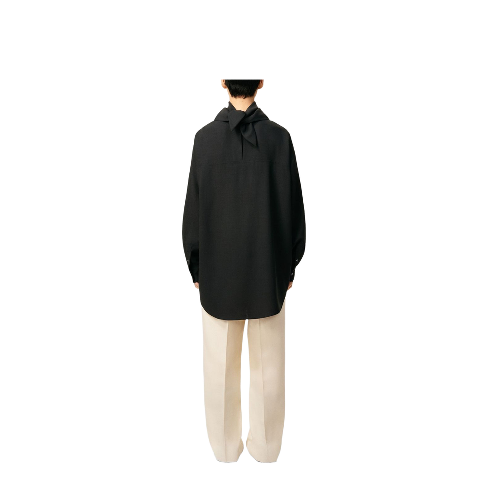 Black Wool Long Sleeves Bandana Blouse