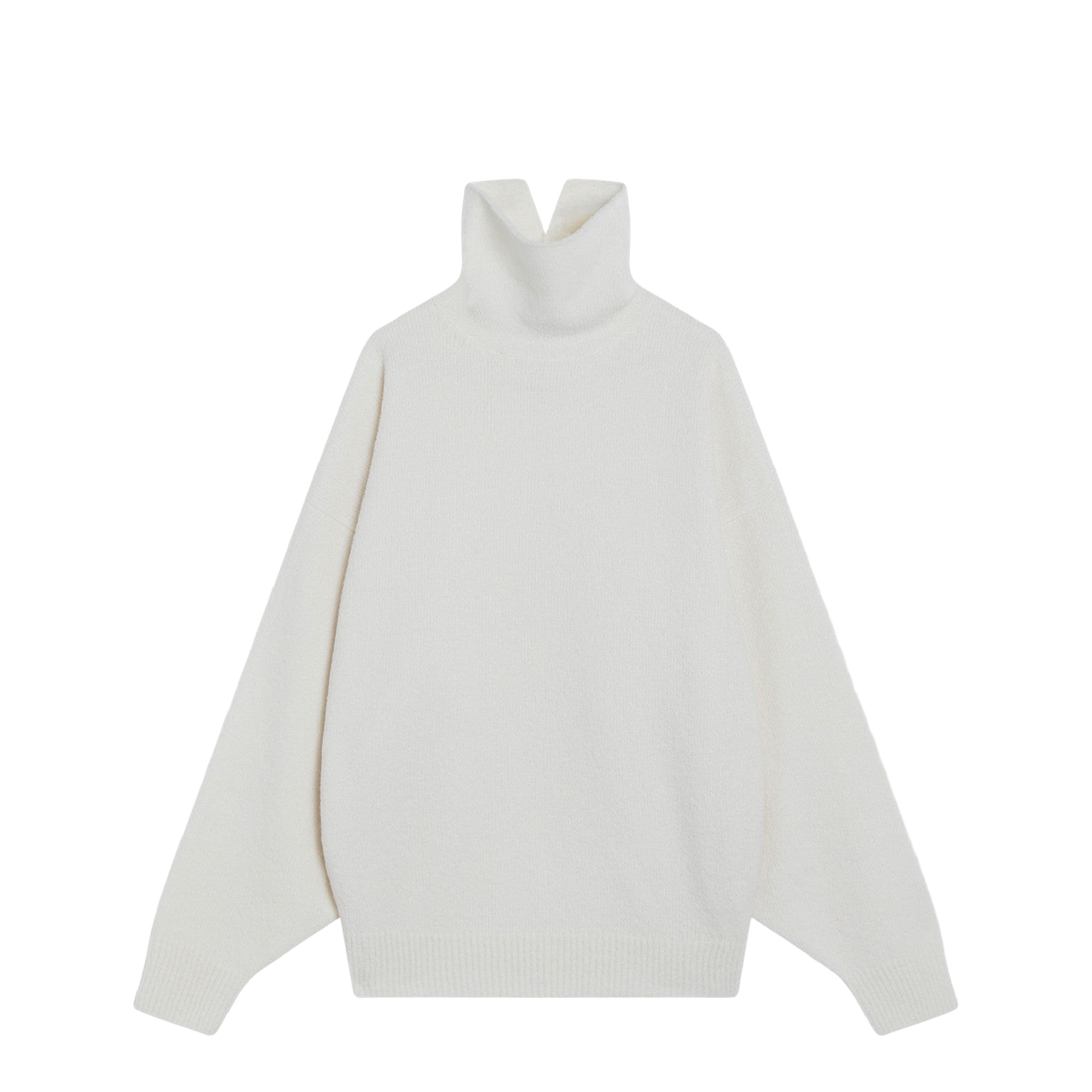 White Turtleneck Sweater in Wool
