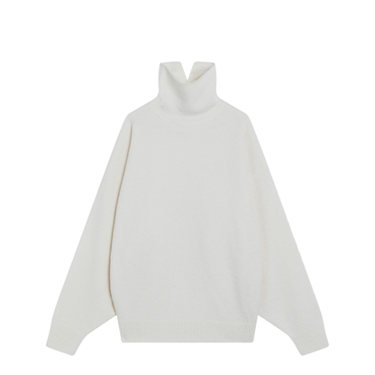 White Turtleneck Sweater in Wool