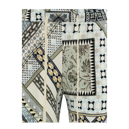 Straight Leg Trousers with Fantasy - Light Blue