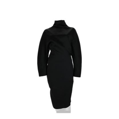Draped Ramie Blend Satin Dress