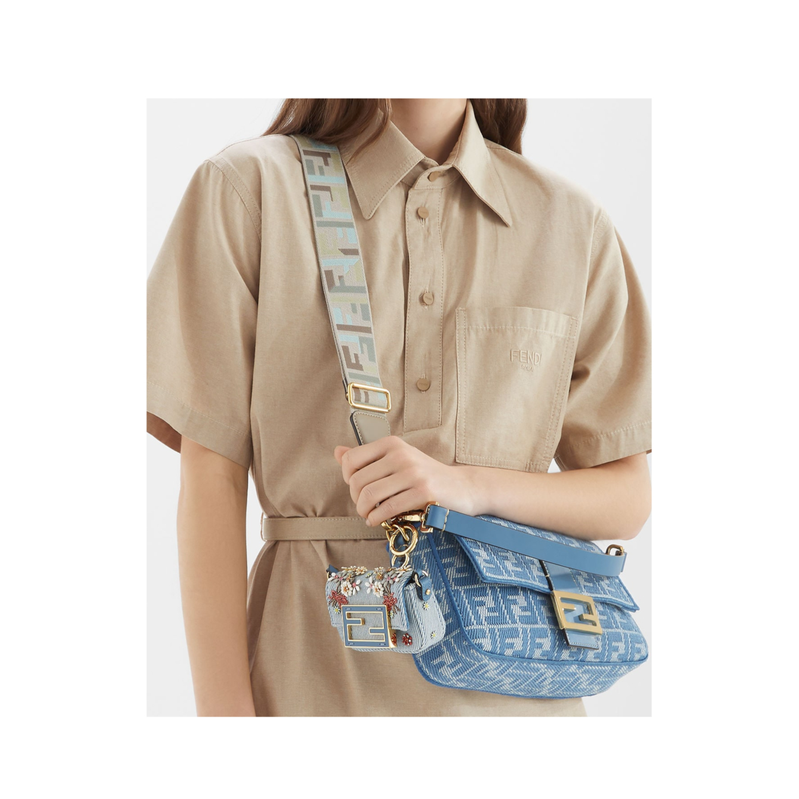 Baguette Canvas Shoulder Bags - Blue