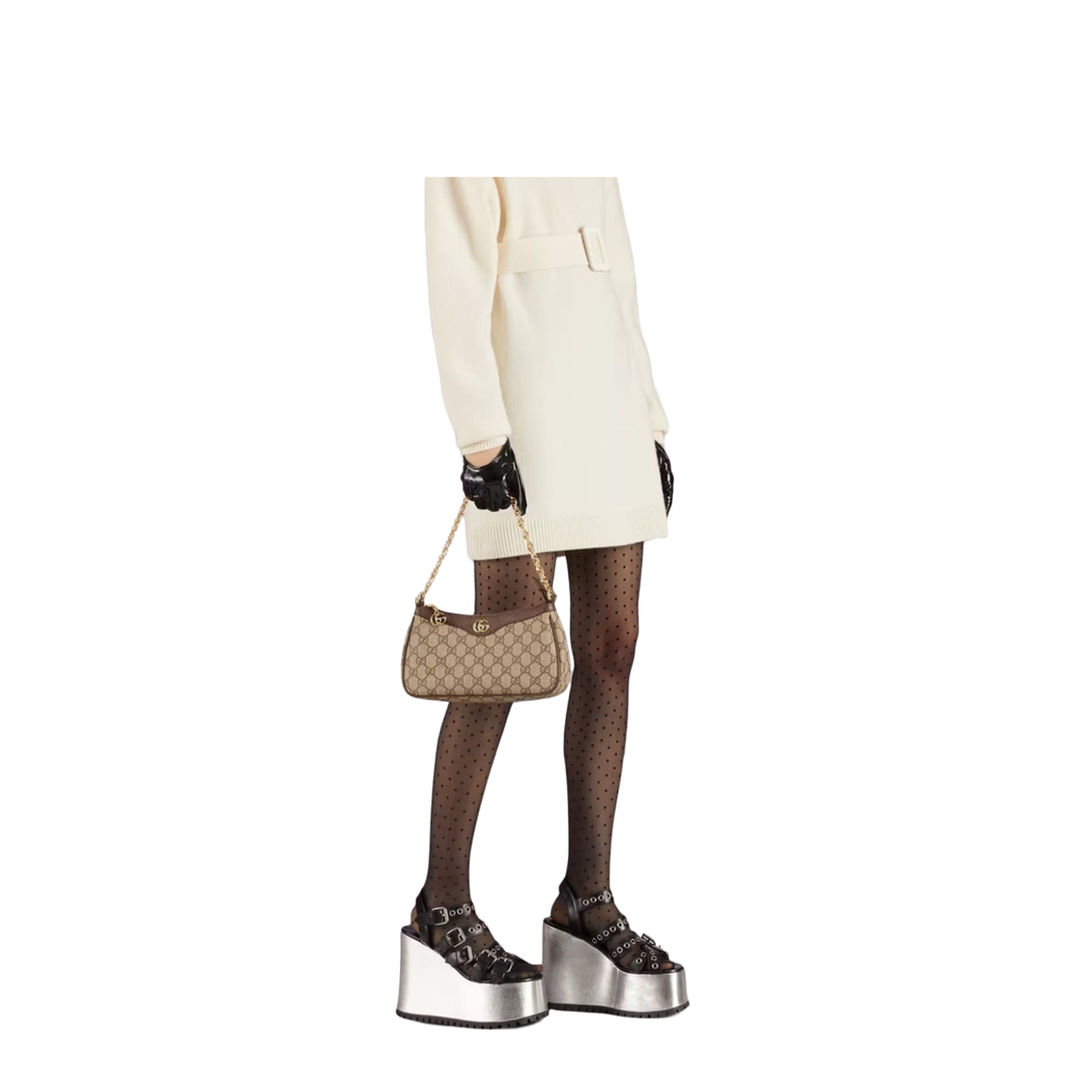 Ophidia Mini Leather Bag - Brown