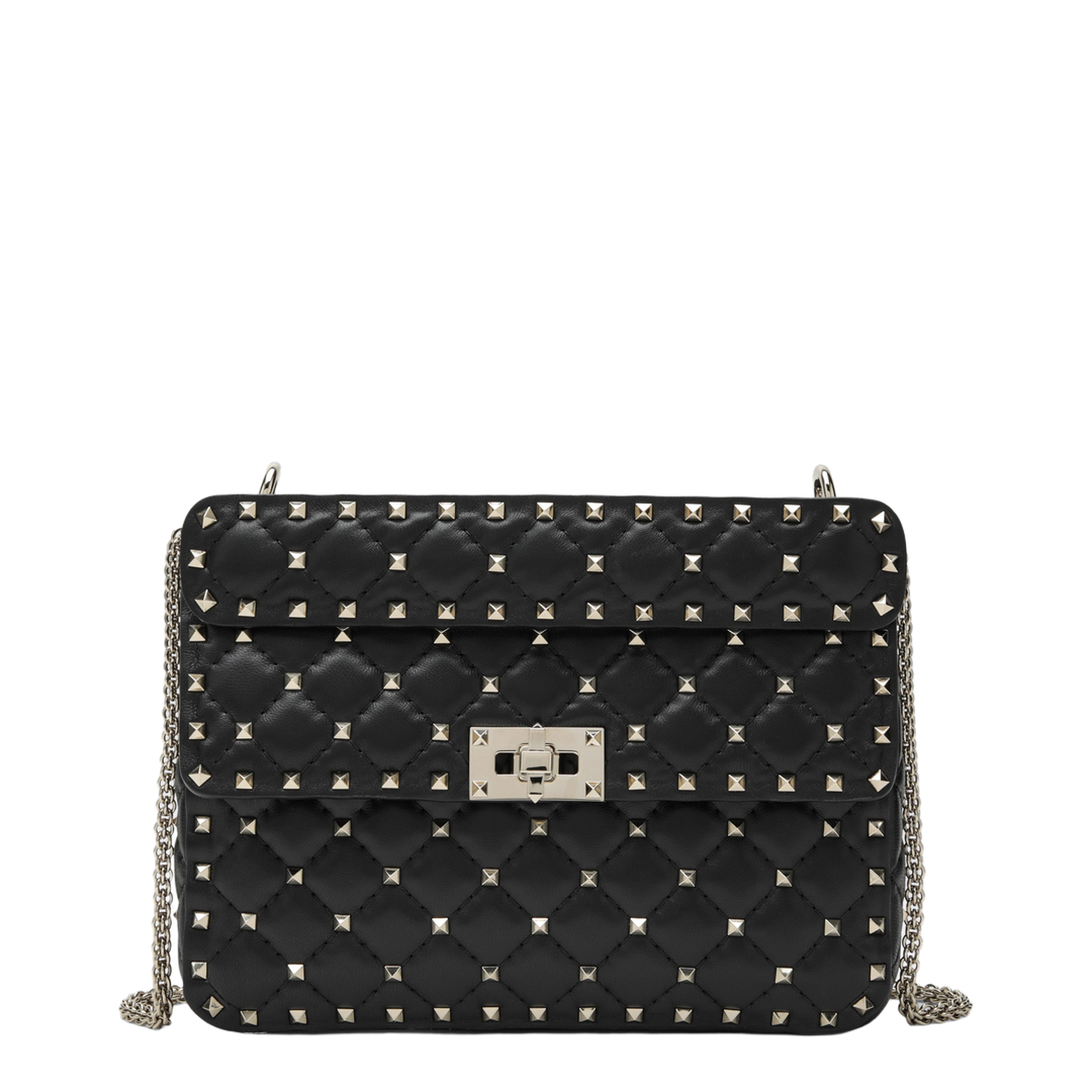 MAYFEYR - Valentino - Medium Rockstud Spike Bag In Black Nappa Leather - 9W2B0122NAP0NO