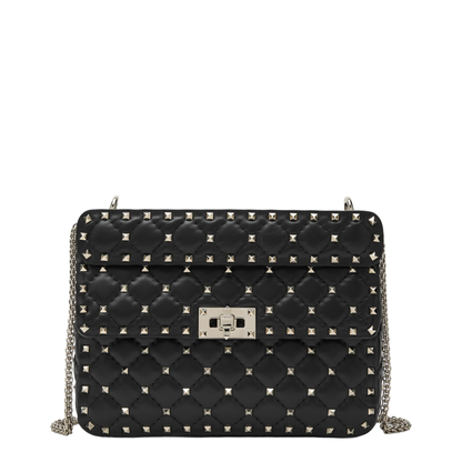 MAYFEYR - Valentino - Medium Rockstud Spike Bag In Black Nappa Leather - 9W2B0122NAP0NO