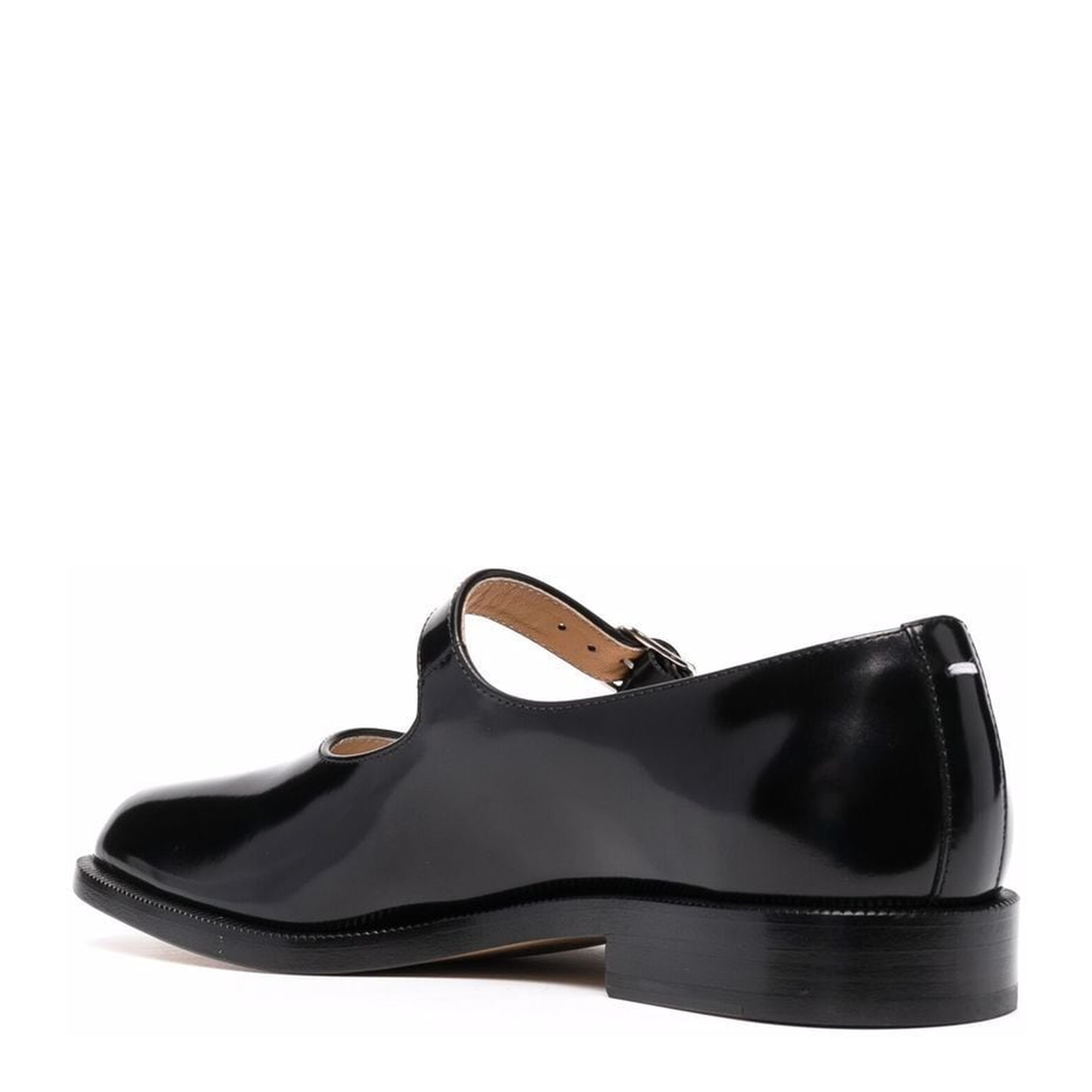 Black Leather Tabi Mary-Jane Shoes