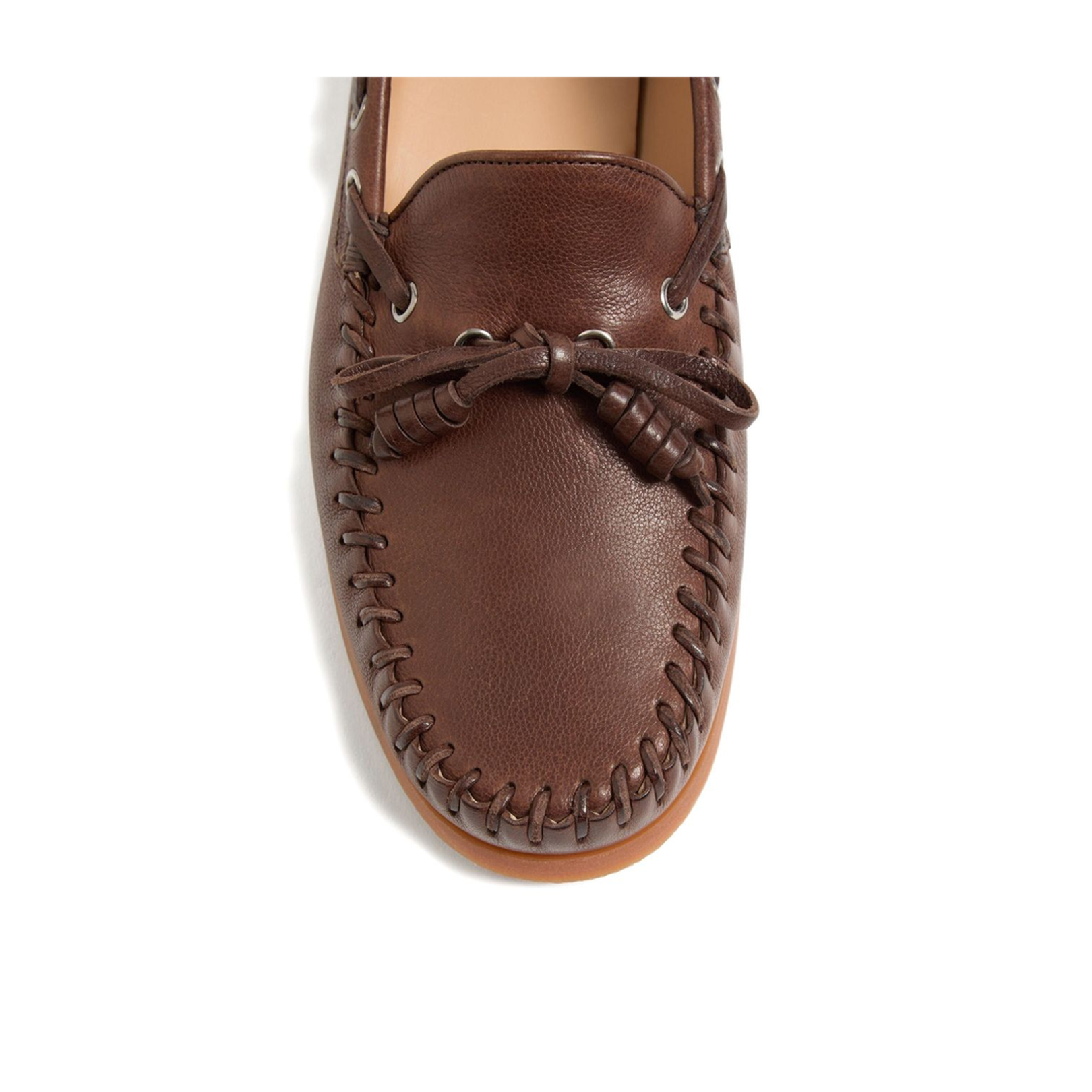 Brown Slip-On Style Bow Detailing VLogo Signature Round Toe