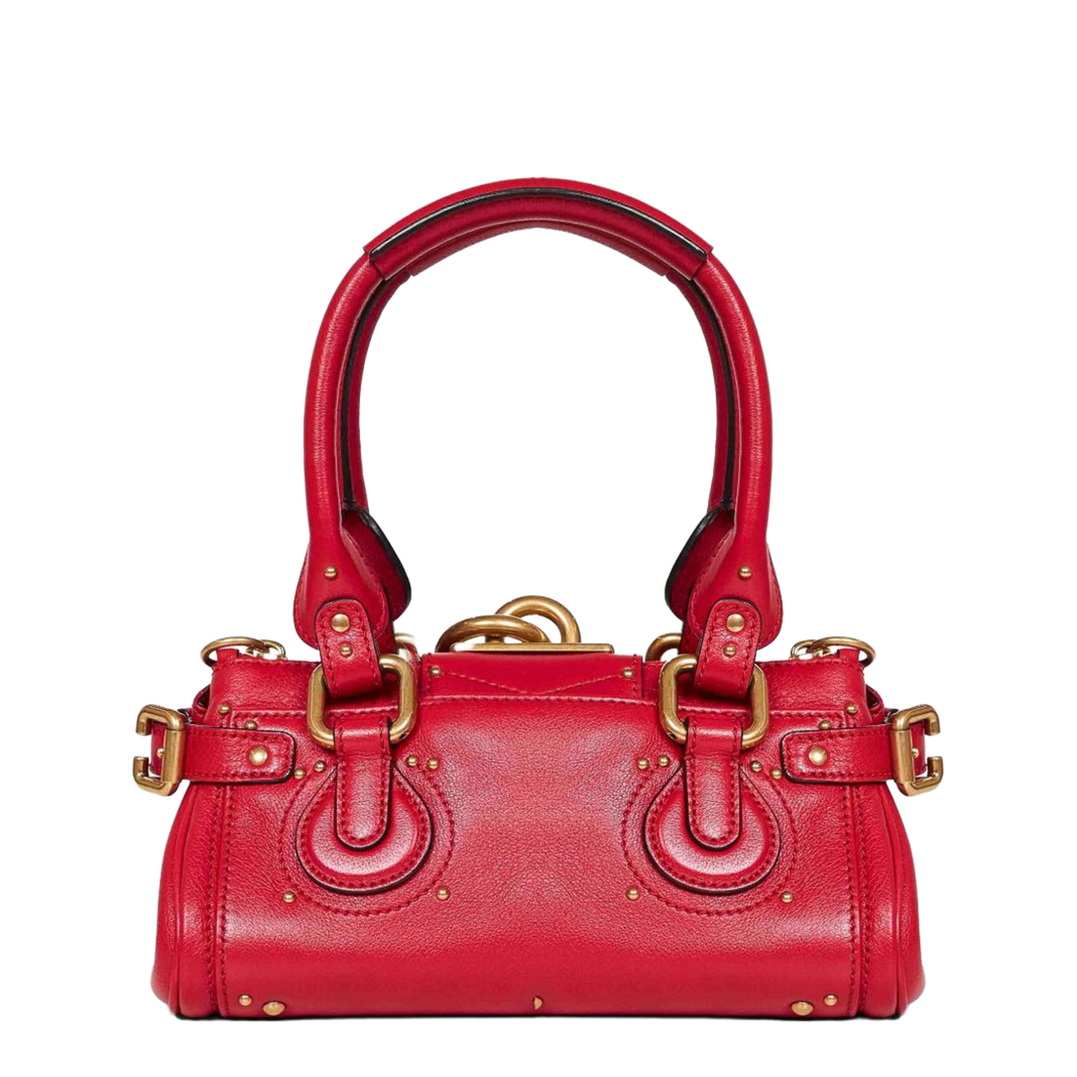 Paddington Small Grained Buffalo Leather Shoulder Bag - Tulip Red