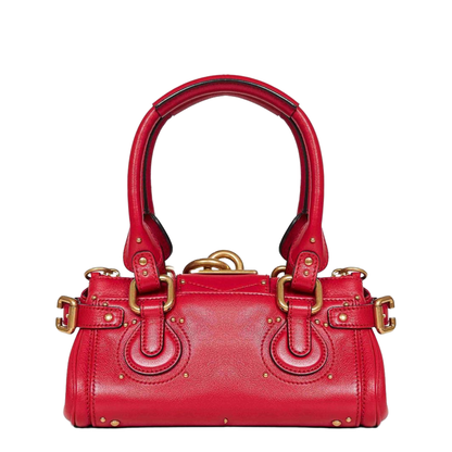 Paddington Small Grained Buffalo Leather Shoulder Bag - Tulip Red