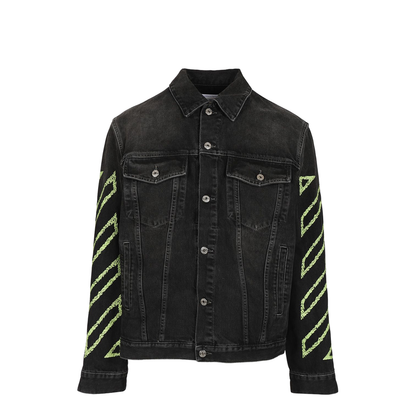 Diagonal Arr Outl Denim Skate Jacket in Black