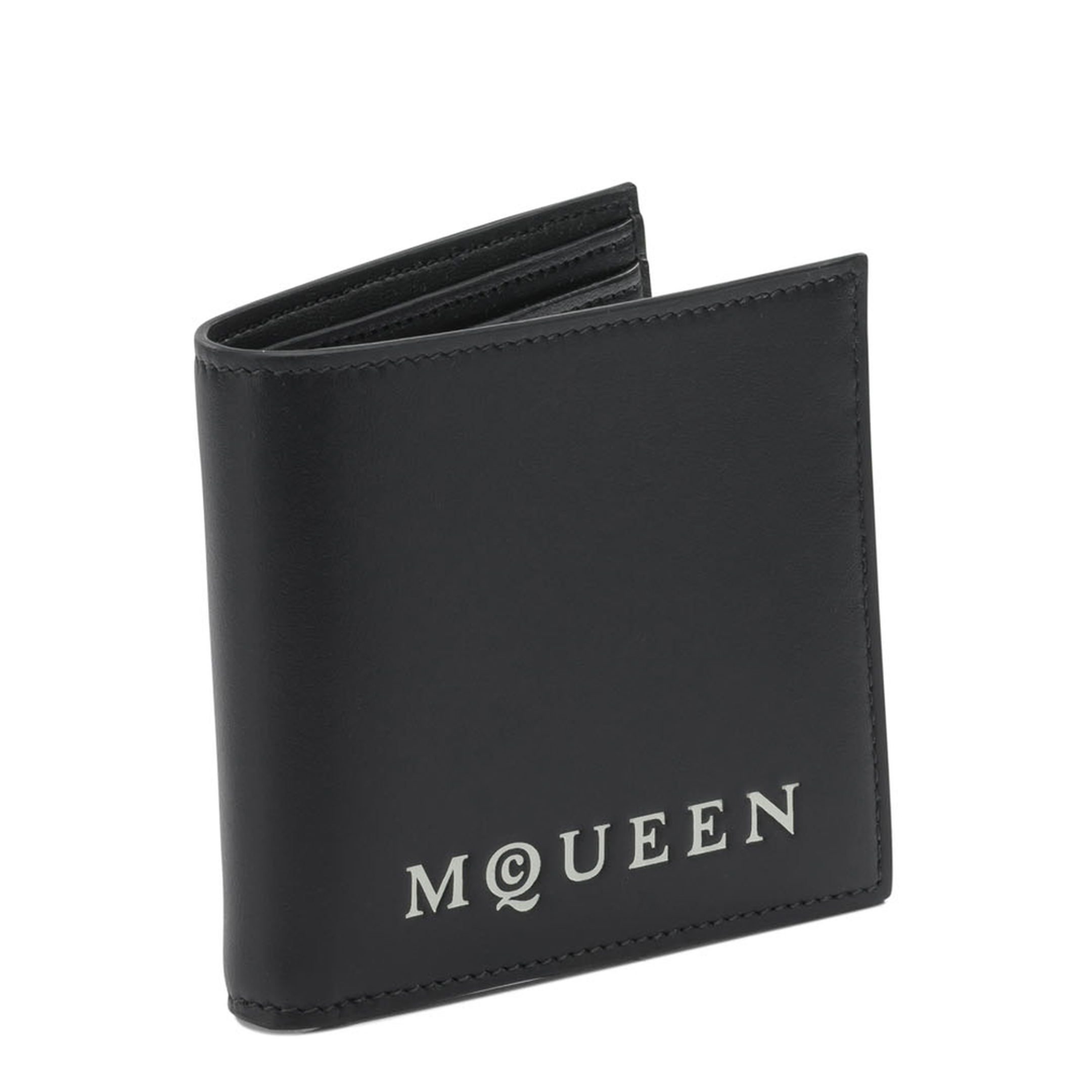 Alexander McQueen McQueen Bifold Wallet With Logo In Black Calfskin
