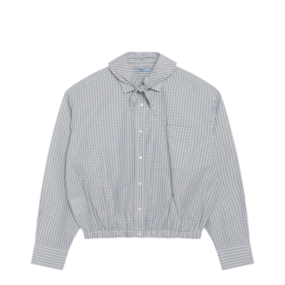 MAYFEYR - Prada - Sand-Colored Check Cotton Shirt With Scarf - P484IXOOO6134F0TYG