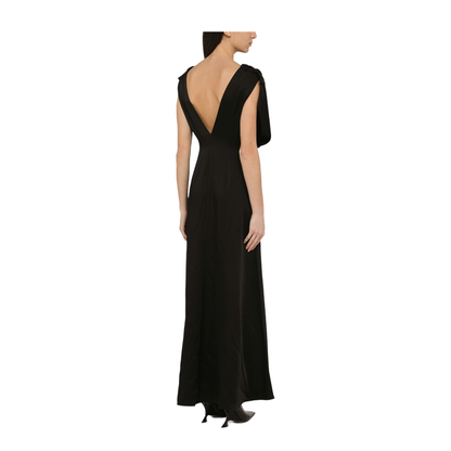 Long Dress with Black Ruffles