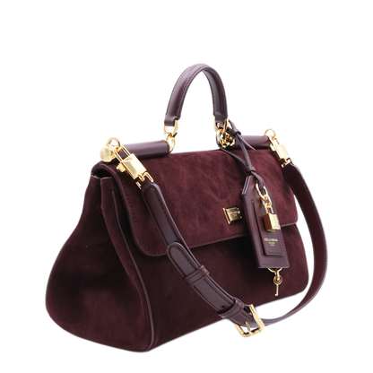 My Sicily Medium Split Calfskin Handbag - Bordeaux