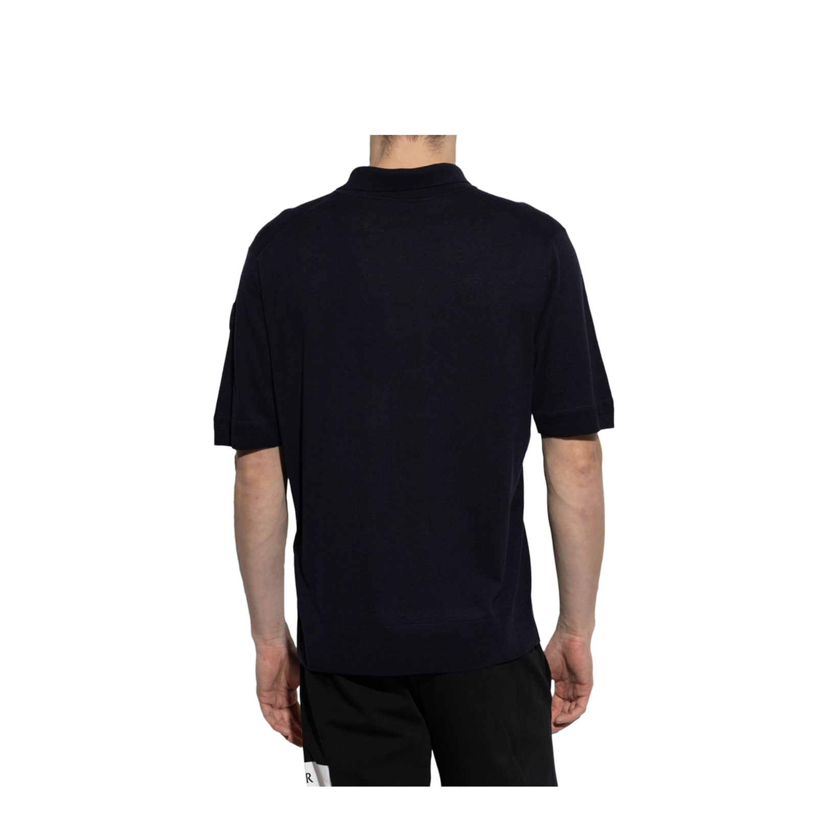 Navy Blue Silk & Linen Knit Polo Shirt