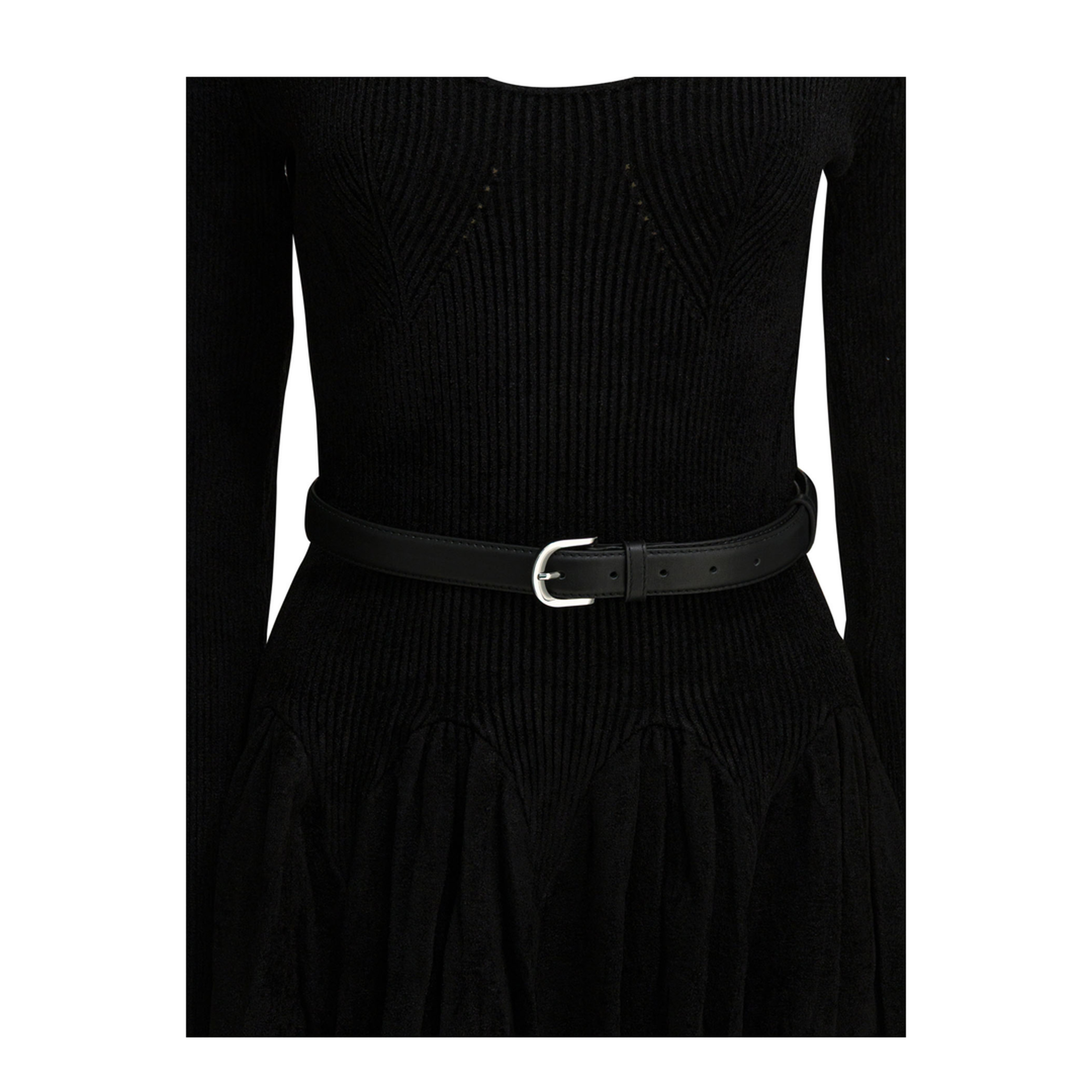 MAYFEYR - Self Portrait - Knitted Flared Dress - AW25029SBBLACK