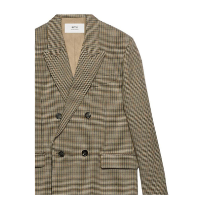 Virgin Wool Blazer with Pied de Poule Motif