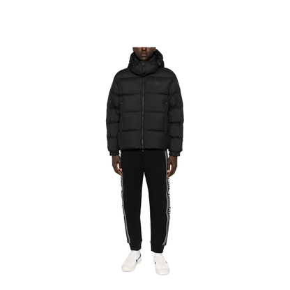 Water-repellent, quilted ripstop nylon hooded down jacket