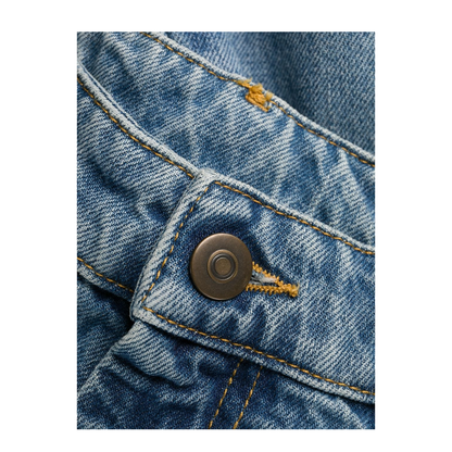 Blue Denim Regular-waisted Wide-leg Jeans