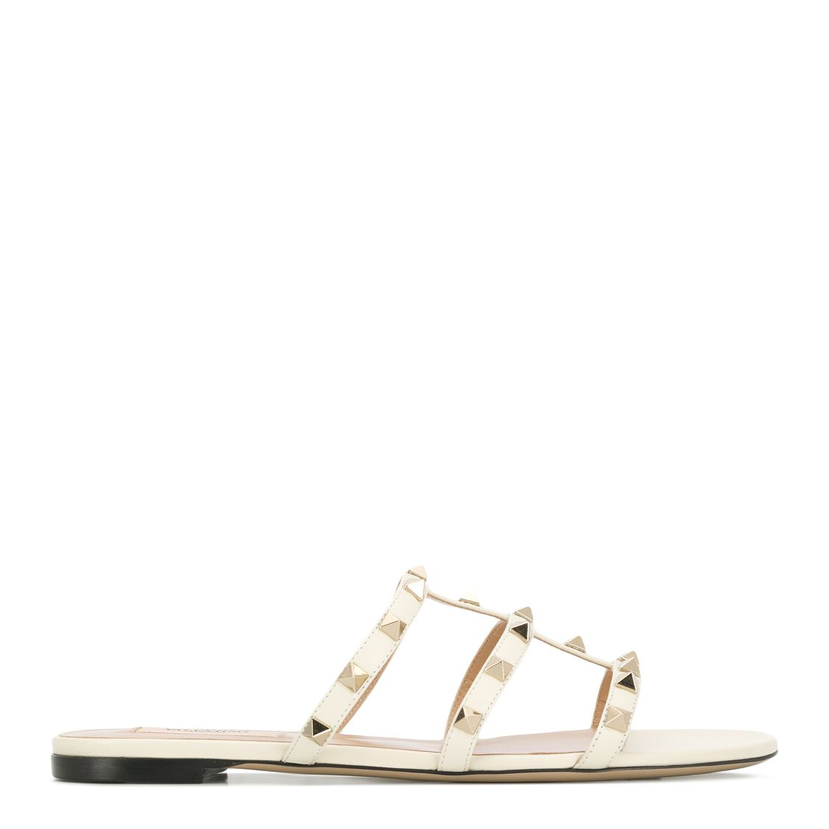 Rockstud Flat Slide Sandal - Light Ivory