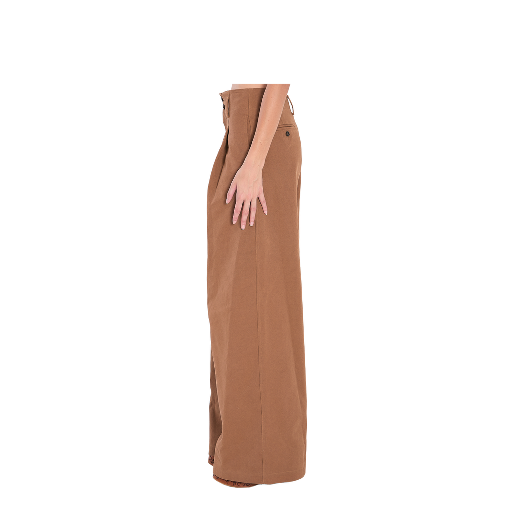 High-rise wide-leg pants in cotton canvas