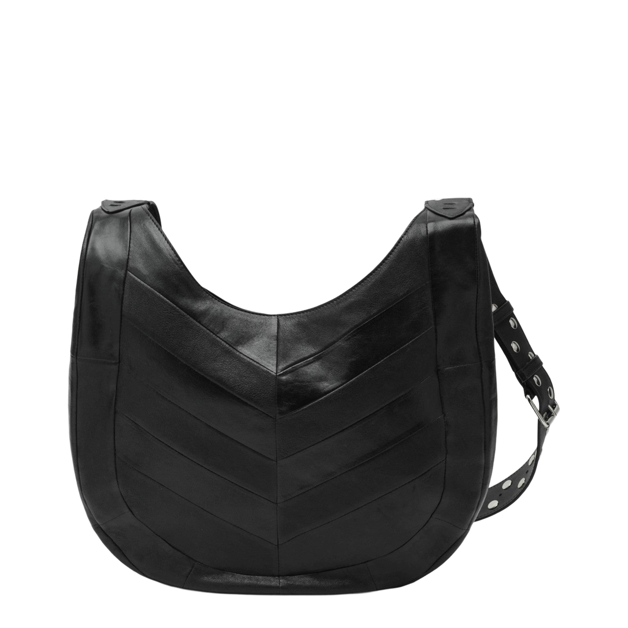 Chevron-Patterned Nappa Leather Shoulder Bag