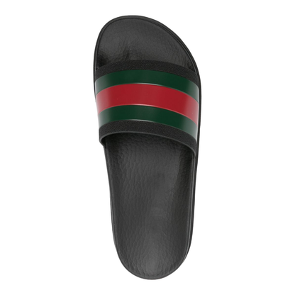Black Rubber Web Slide Sandal