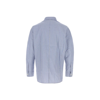 White/Blue Striped Poplin Shirt