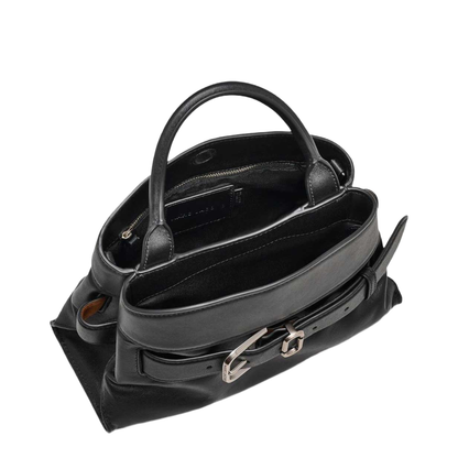 Small Satchel Handbag Leather Black