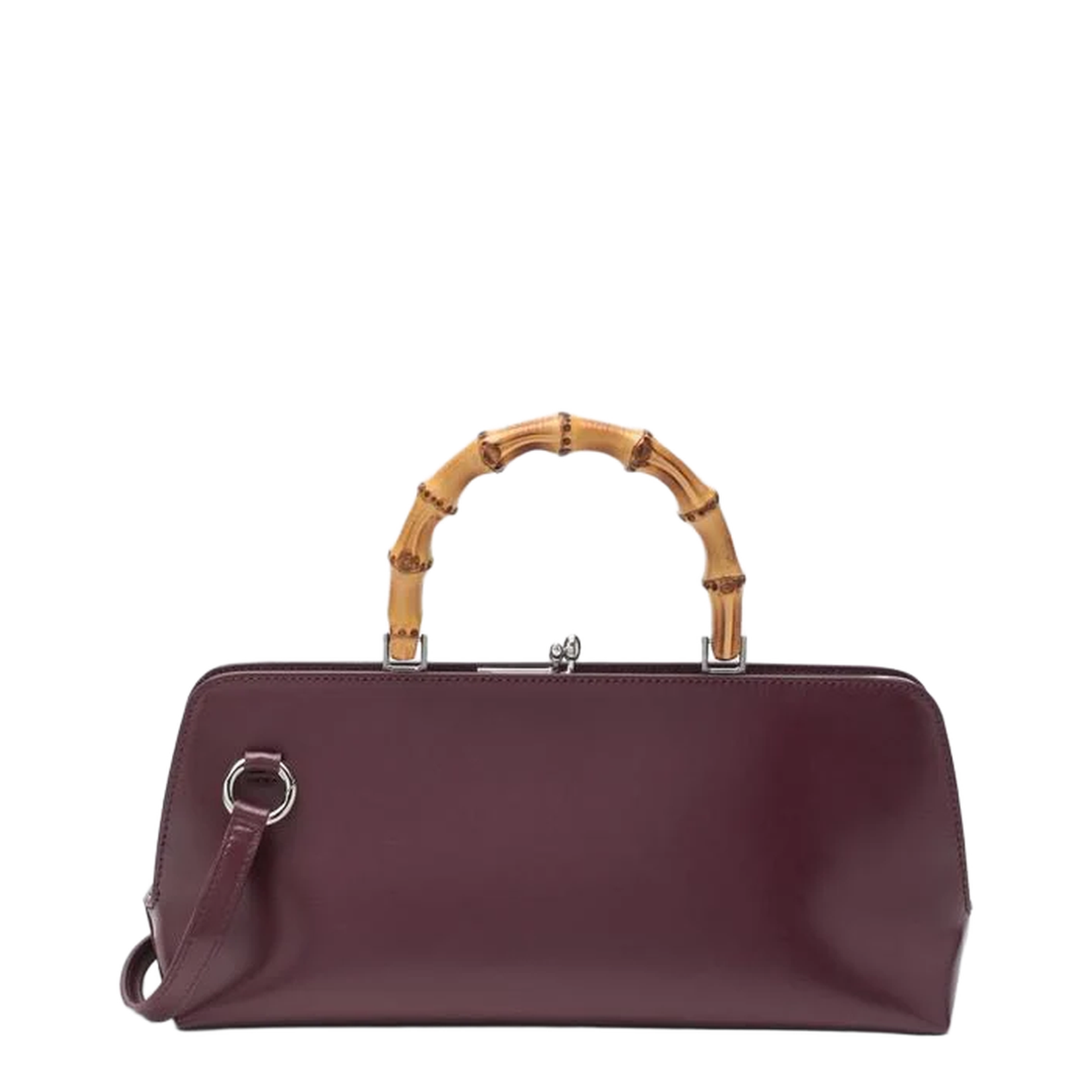 Small Shoulder Bag in Burgundy Calf Leather