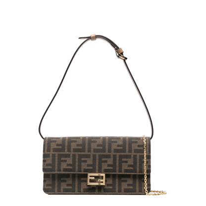 Baguette FF Jacquard Chain Wallet - Brown