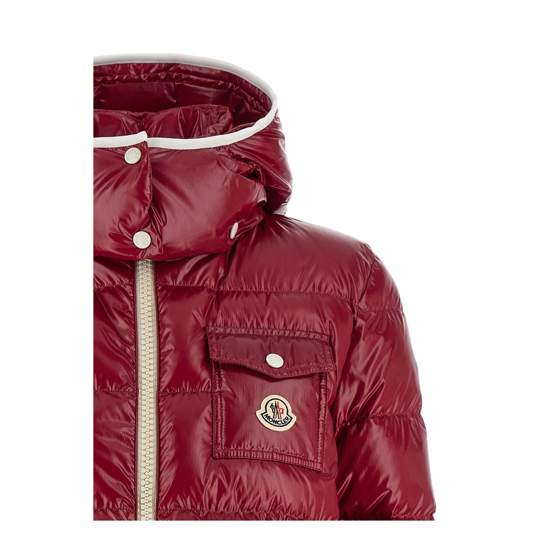Cherry Pink Andro Hooded Short Down Jacket