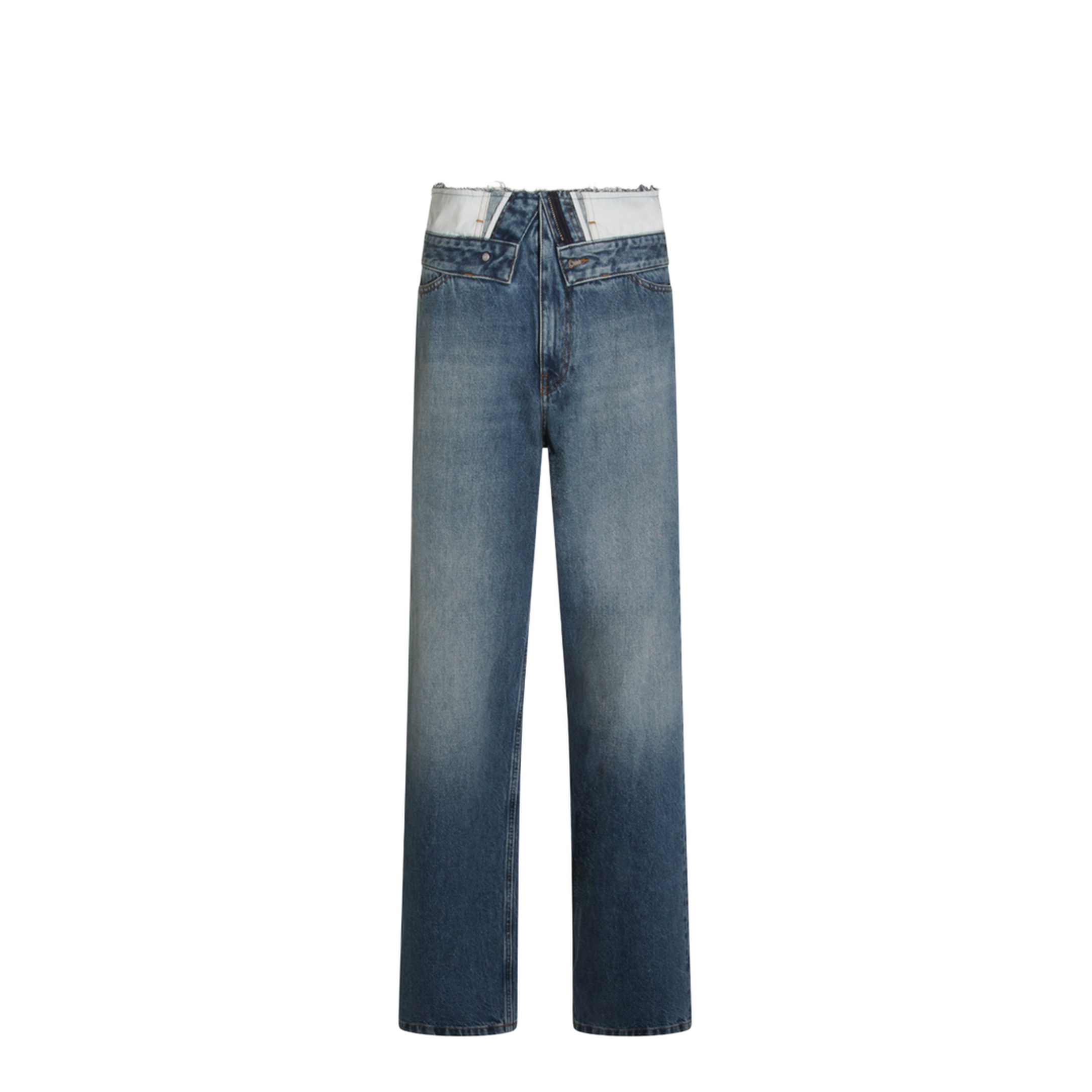 Light Blue Washed Jeans with Layered Waistband