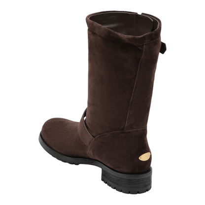 MAYFEYR - Jimmy Choo - Chocolate Suede Biker Boots - BIKERMIDSVV025623