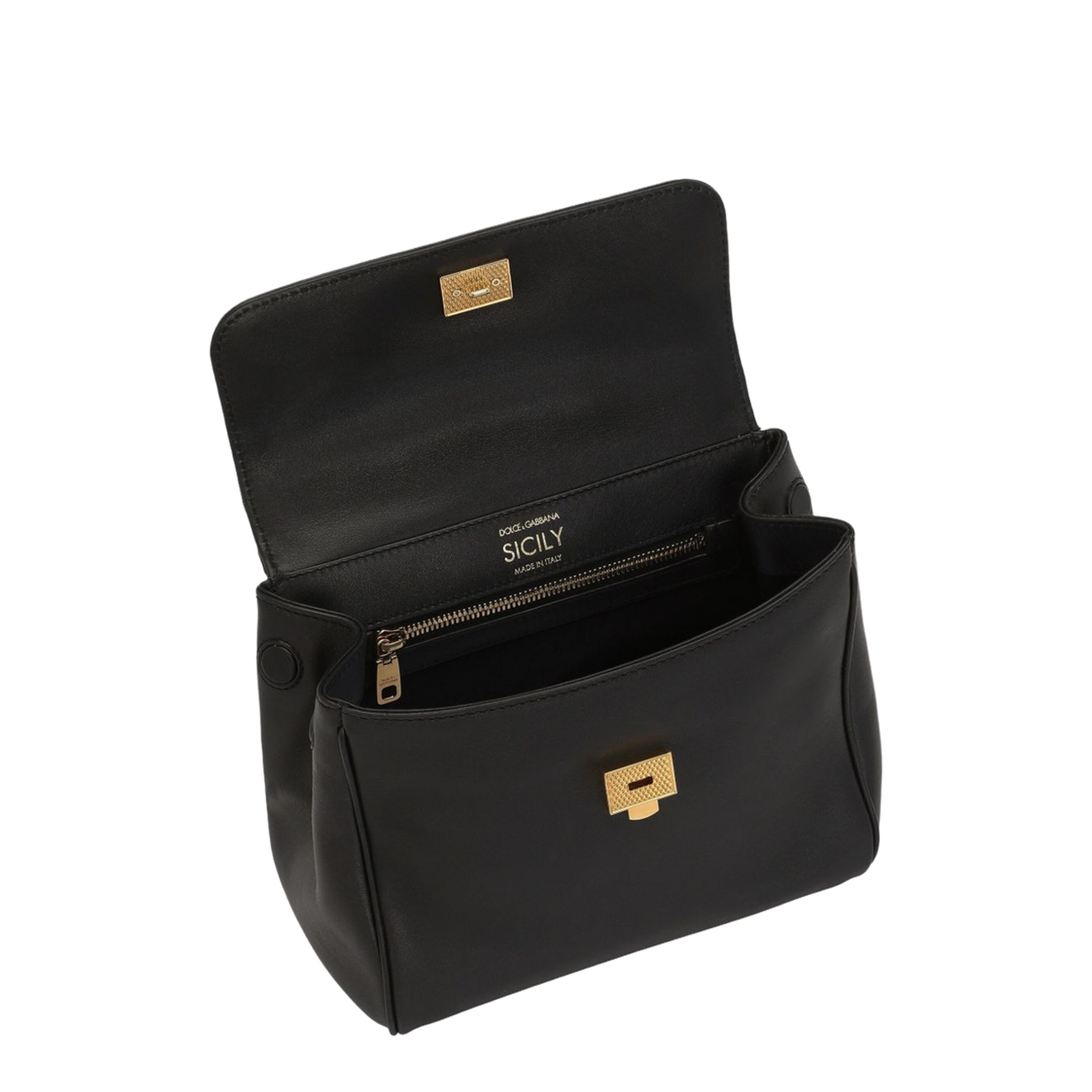 My Sicily handbag in plongé calfskin in Black