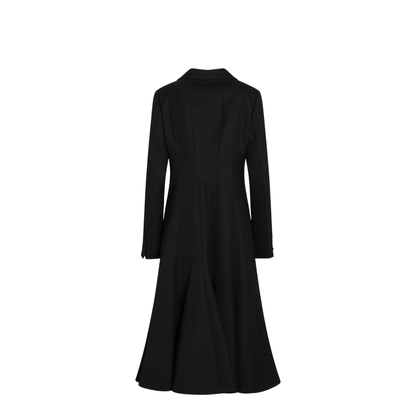 Black Grain De Poudre Wool Coat