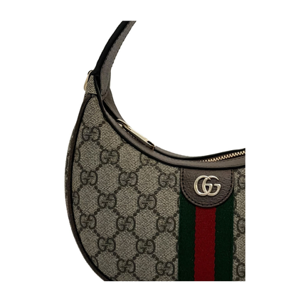 Ophidia Small GG Monogram Coated Fabric Shoulder Bag - Beige and dark brown GG fabric (Beige/Brown)