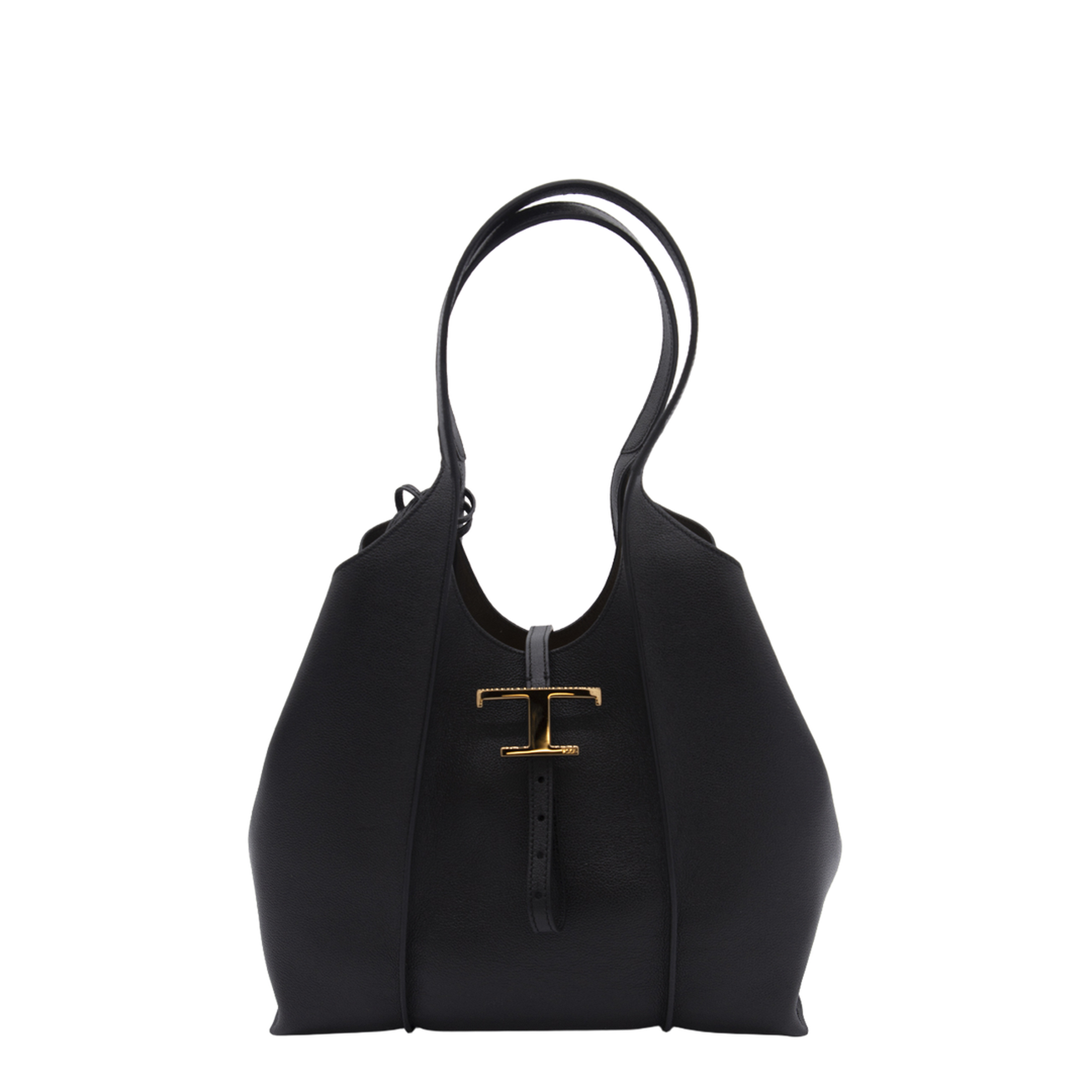 T Timeless Small Calf Leather Shopping Bag - Black