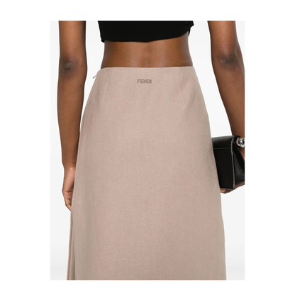 MAYFEYR - Fendi - Waxed Linen Straight Midi Skirt - FQ7634AUOK