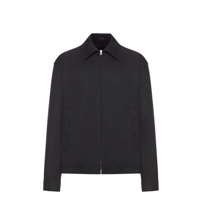 Cotton Twill Jacket with Web Detail in Black