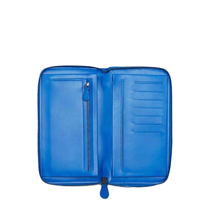 Intrecciato Leather Wallet - Blue